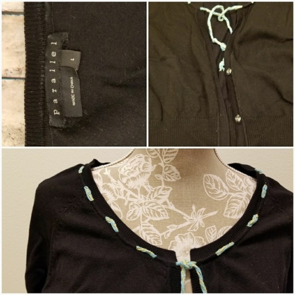 Silk Blend Black Tie Front Cardigan - Picture 2 of 3